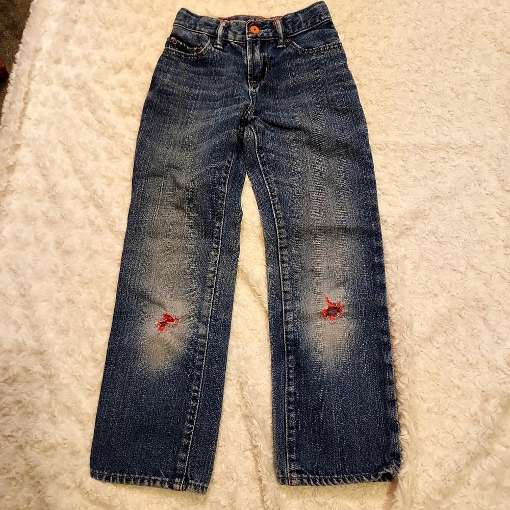 GAP kids distressed blue jeans 7 slim Western Cowgirl Everyday School Fall